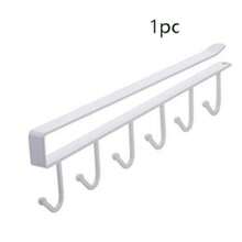 1/2pcs White/Black Cup Hooks Rack, 6 Hooks, Suitable For Cabinet, Pots, Spatulas, Storage Rack, No Drilling Required - Multicolor - View 9