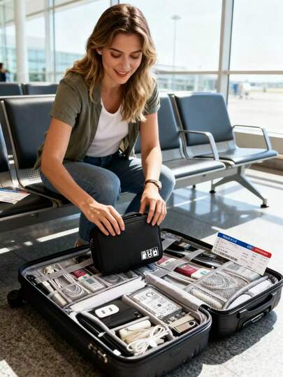 Waterproof Digital Organizer Bag - Portable Cable, Earphone, USB And Power Bank Storage - Home Storage Pouch