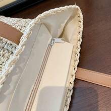 Large Capacity Straw Tote Bag / Handwoven Women's Handbag / Versatile Casual Beach Bag - White - View 5