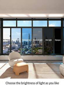 1 Roll 5m Single-Way Privacy Frosted Window Film, PET Material, Silver Gray, See-Through From Outside But Opaque From Inside, Suitable For Home, Bedroom, Office - Heat Insulation Film - View 5