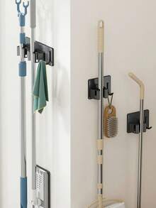 1 Stück wandmontierter 304 Edelstahl Besen & Mopp Halter - Schwerlast Organizer Regal für Haushalt, Waschküche, Küche, Schrank, Garage - Rechen, Schaufel, Gartenwerkzeug Aufbewahrung, Reinigungsbedarf Zubehör - Praktisch & Bequem - Verschiedenfarbig - Übersicht 2