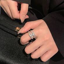 1枚时尚迷人奢华水钻戒指，新款时尚独特个性化女士戒指 - 鋯石交叉戒指 - 查看 8