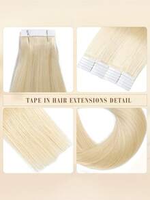 Tóc nối Tape-In bằng tóc thật màu vàng hoe 613, tóc nối Remy chất lượng cao, 20 lọn/gói, có đường nối liền mạch, thích hợp cho tóc thẳng. - S613 - Xem 7