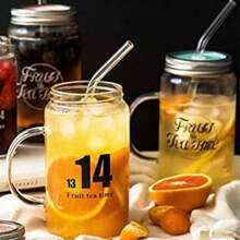 2-Piece Clear Glass Drinking Straws With Cleaning Brush For Smoothies Milkshakes Frozen Drinks Bubble Tea - Durable Smooth Surface Reusable Straw Set - Trong suốt - Xem 6