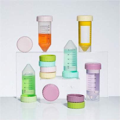 5pcs/Set Colorful Centrifuge Tube Set, Laboratory Sorting Bottles, Missing Position Science Experiment Supplies, Colorful Aliquoting Storage Jars, Multi-Purpose Sorting Containers, Color Experiment, Strong Sealing, Suitable For Liquid And Solid Sealing, Suitable For Home, School, And Laboratory Use