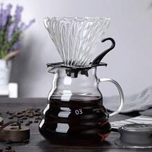 Un juego de cafetera de vidrio, que incluye una cafetera de goteo con embudo y filtro de goteo. Es una olla para compartir con un filtro de café. Un juego de cafetera de goteo manual para el hogar. Hecho de vidrio borosilicato con forma de nube. - Multicolor - Ver 15