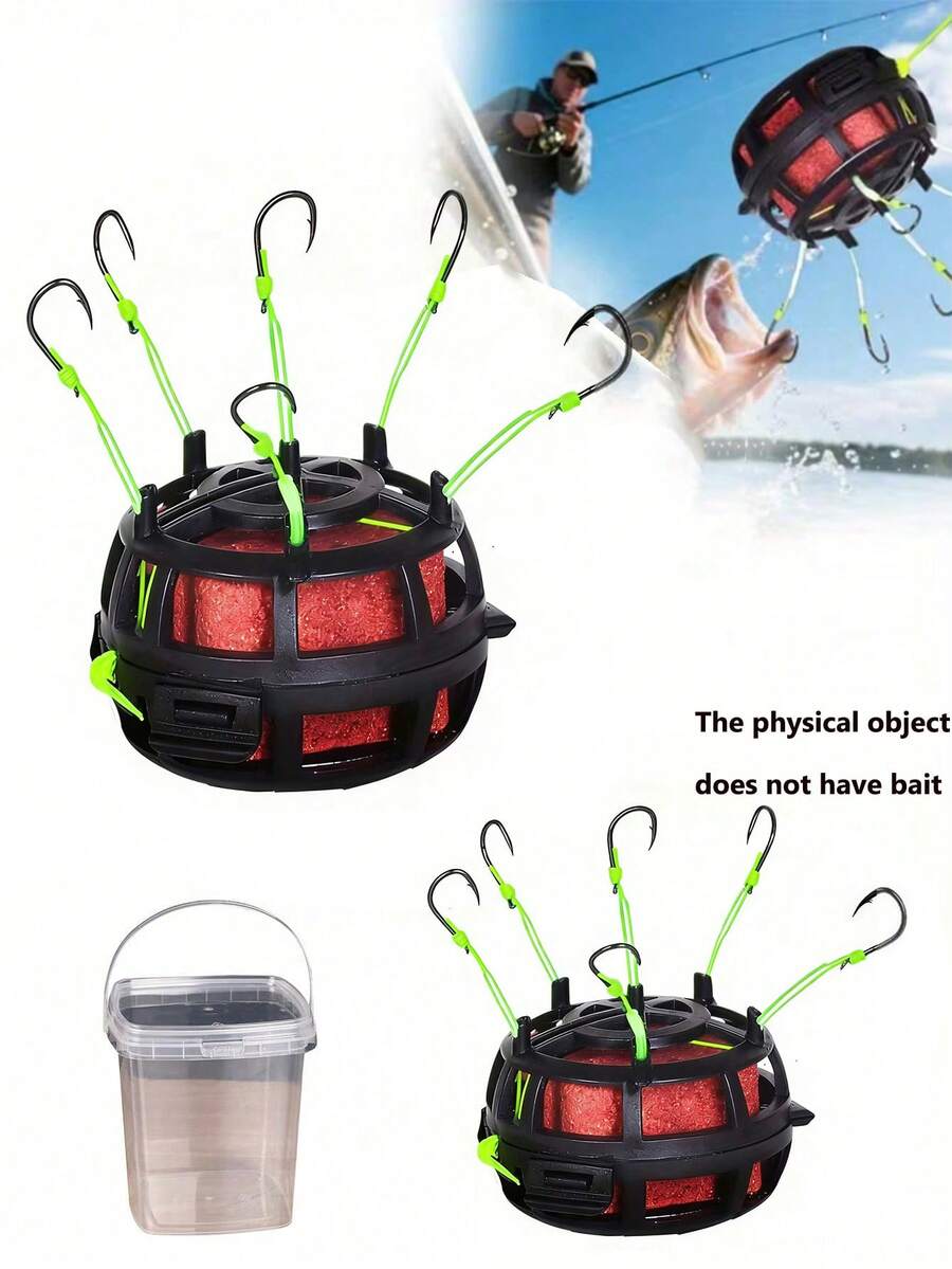 GOTURE 2pcs European Style Anti-Sinking Hook Bait Cage Fishing Set, ABS High Strength Bait Cage + Carbon Steel Automatic Flip Hook - 6/8/10/12# Adjustable Weight, Carp/Crucian Carp Dedicated - Multicolor - View 1