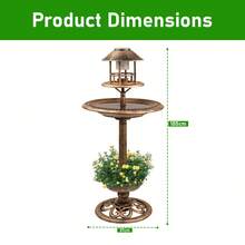 Crystals Bronze Solar‑Powered Garden Bird Bath With Feeder & Light – Outdoor Bird Table Station - Bath - View 2