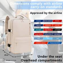 YSTELLAA Small Carry-On Backpack 45x20x30cm For Ryanair, Travel Backpack Bag For Airplanes With 14-Inch Laptop, Eurowings For Men And Women - 米色 - 查看 3