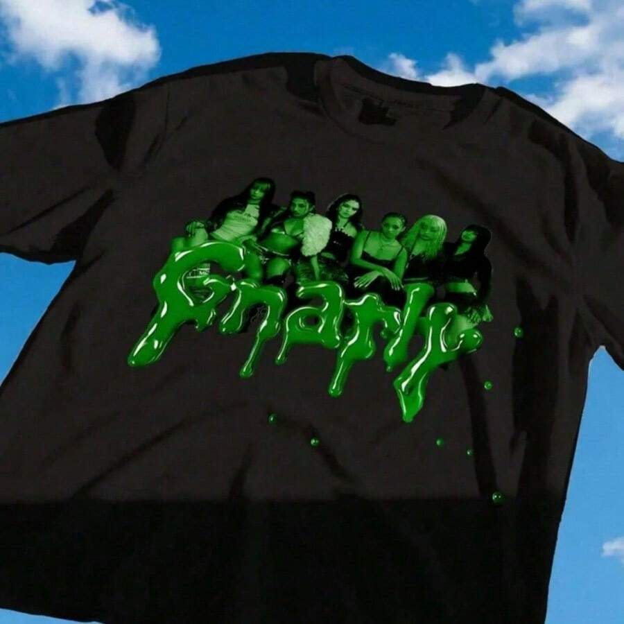KATSEYE Gnarly Black T-Shirt Kpop Inspired Tee - 黑色 - 查看 1
