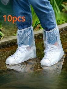 10pcs Transparent Shoe Covers, Anti-Sand, Suitable For Cleaning And Outdoor Activities In Rainy Days. These Reusable And Disposable Shoe Covers Are Made Of High-Quality Non-Slip Material.,Shoe Rack,Storage Saver,Outdoor,Garden,Travel Essential,Portable,Beach Essential,Graduation Season,Commencement,Graduation Ceremony,Graduation Gift,Graduation Present,Graduation Gift,Graduation Present,Congrats Grad,Congratulations Graduate,Valedictorian,Finish School,Graduation Party - Versi transparan - View 2