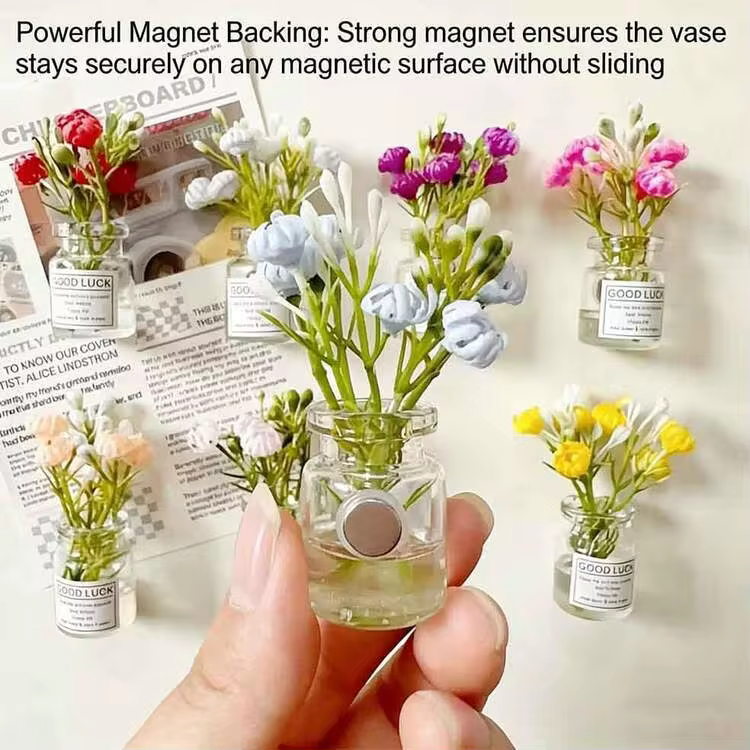 8pcs Luminous 3D Vase Fridge Magnets, Multifunctional Decor For Car Interior, Kitchen, Office, Storage Cabinet - A - View 4