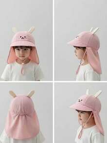 1pc Infant & Toddler Cartoon Animal Design Lightweight Sun Protection Neck Flap Cap, Breathable For Spring/Summer - 1PC - View 4