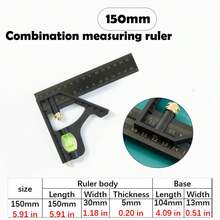 Multifunctional Combination Ruler 150/200/250mm, Angle Ruler Protractor, Level Aligner, Inclinometer, Woodworking Tools B9CJ - 200MM - View 8