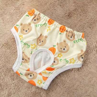 1 pieza Pantalones fisiológicos para mascotas, con diseño de oso lindo, transpirables y cómodos, anti-acoso, adecuados para gatos/perros