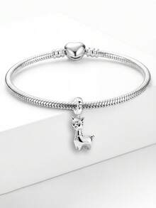 1pc 925 Sterling Silver Alpaca Pendant Bead, Suitable For Women Bracelet Necklace DIY Jewelry Making And Daily Decoration - Style 2 - View 4