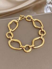 Damen minimalistische Herz-förmige Ketten Armband Set, geometrische mehrschichtige goldene Ketten Armband geeignet für Alltag, Party, Valentinstag, Hochzeit, Musikfestival, Muttertags Geschenk - Verschiedenfarbig - Übersicht 7