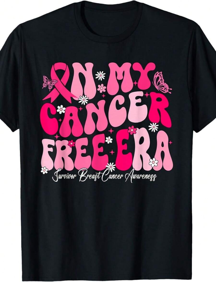 In My Cancer Free Era Survivor Breast Cancer Awareness T-Shirt - Black - View 1