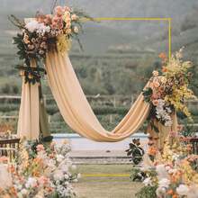 1 Set Of 6.6ft X 6.6ft Golden Wedding Arch Background Bracket Square Metal Rectangular Arch Frame, Used For Ceremonial Parties, Birthdays, Brides, Parties, Anniversaries, Tree Swaying, Balloon Decoration, Other Decorations, Halloween, Christmas Wedding Arch Background Bracket Square Gold Balloon Arch Frame Anniversary Garden Outdoor - 查看 5