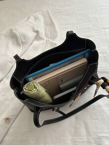 New Arrival Luxury Patterned Versatile Women Shoulder Tote Bag - Black - View 9