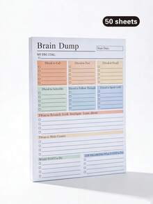 1PC A5 Minimalist Notebook, 50-Page Brain Dump Journal & Daily To-Do Focus Planner - A - View 10
