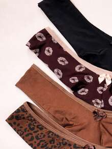 Set Of 4 Comfortable Double-String Microfiber Panties For Everyday Wear. - 棕色 - 查看 2