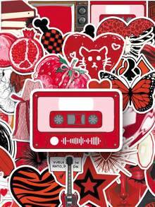 50张Y2K风格黑白贴纸套装，包含都市风格贴纸、防水贴纸、笔记本贴纸、滑板贴纸、水瓶贴纸等多种美观贴纸，适用于剪贴簿、文具等，趣味贴纸，Kindle适用。 - R - 查看 7