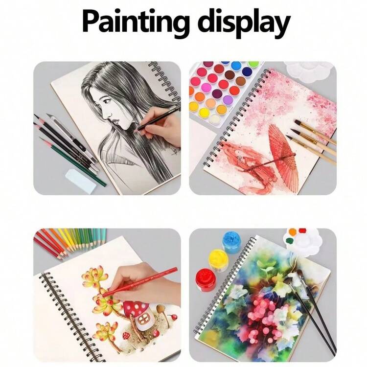 1 paquete de 30 hojas, Cuaderno de bocetos, Bloc de dibujo con espiral superior, Cuaderno de arte libre de ácido para dibujo, pintura y escritura artística - bloc de dibujo - Añade 6