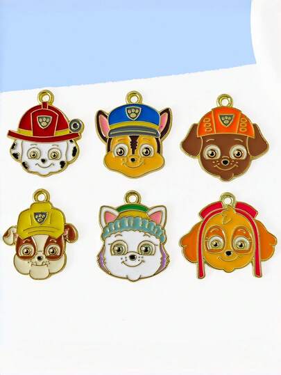 Paw Patrol 5pcs Charms Enamel Anime Cartoon Pendants For DIY Jewelry Making Fashion Necklaces Earrings Bracelets Accessories