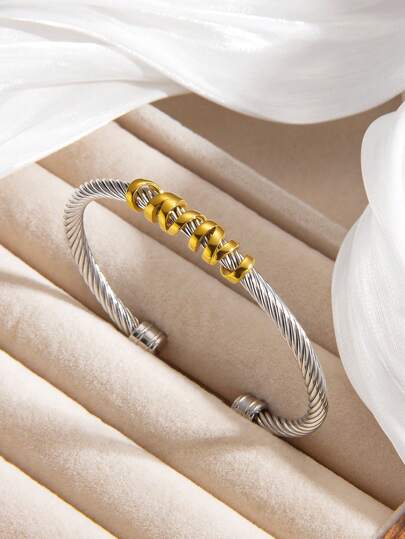 1PC Gelang Tali Baja Motif Ulir | Anti Karat, Stylish Sehari-Hari. Brace