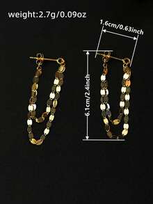 1 Pair Women's Cubic Zirconia Inlaid Teardrop Earrings, Suitable As Gifts For Occasions Like Valentine's Day, Wedding, Mother's Day - 黃金-1 - 查看 7