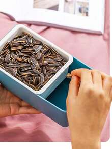 双层零食盒、西瓜籽压碎器、方形沥水水果盘、家用糖果干果托盘 - 彩色 - 查看 7