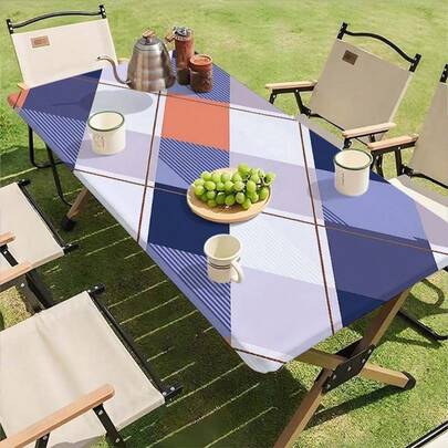 1pc Fashionable Plaid Polyester Tablecloth, Suitable For Outdoor Gatherings, Picnics, And Leisure Occasions, Perfect Choice For Travel