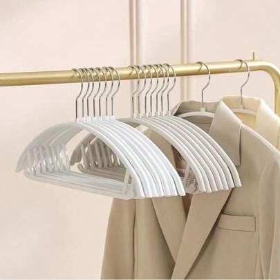 YITU 5/10pcs Multifunctional Adult Semi Circle Plastic Immersed Metal Clothes Hanger, Thickened And Thickened Dual-Purpose Dry And Wet Drying Hanger, Strong Load-Bearing Capacity, Anti Slip, No Marks, No Bulging Coating Support, Suitable For Both Indoor And Outdoor Use