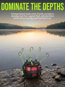 GOTURE 2pcs European Style Anti-Sinking Hook Bait Cage Fishing Set, ABS High Strength Bait Cage + Carbon Steel Automatic Flip Hook - 6/8/10/12# Adjustable Weight, Carp/Crucian Carp Dedicated - Multicolor - View 3