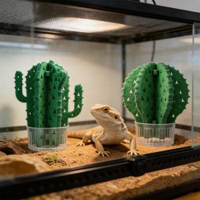 1 máy tạo độ ẩm hình cây xương rồng cho bò sát, bay hơi tự nhiên không tạo sương, tạo ẩm vật lý không cần cắm điện, thích hợp cho rùa, thằn lằn, rắn và các loài bò sát khác, phù hợp với cảnh quan môi trường sống của rùa.