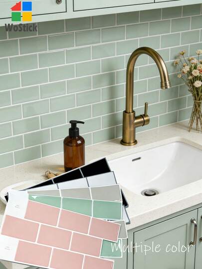 WoStick 6 pièces Dosseret autocollant, carrelage autocollant 3D pour dosseret de cuisine, salle de bain, décoration de la maison, décoration murale autocollante