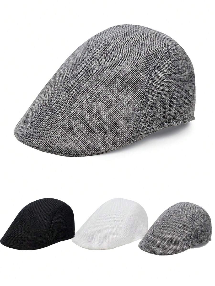 1pc Beret Hat For Men, Vintage Flat Cap, Minimalist Lightweight Summer Driving Cap For Middle-Aged And Elderly - A - View 1