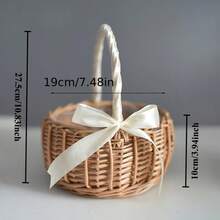 1pc Woven Wedding Flower Basket, - Features A Removable Liner And Serves Multiple Purposes For Storing Flower Petals. Available In Pastel Blue, White, And Grey, It'S Perfect For Home Use, Weddings, Photo Props, And Garden Storage - Basket - View 10