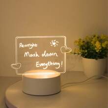 1pc Acrylic Dry Erase Board Lamp, Includes DIY Erasable Board, Rewritable Message Board Night Light, Warm Light Desk Lamp Gift - Yellow - View 5