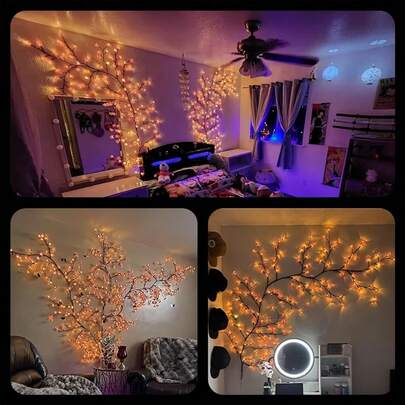 YAIUZGOO 8 Lighting Modes LED Vine Fairy Lights - Vine Lights, Sakura Decor Lights, USB Powered Remote Control Home Decor, Ideal For Weddings, Christmas, Valentine's Day, Thanksgiving And Holiday Parties. Elegant Atmosphere Lighting, Soft Glow, Christmas Decoration