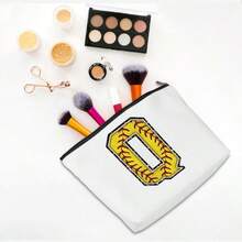 Softball Gifts Initial Makeup Bag Monogrammed Cosmetic Bag Letter Q Zipper Pouch Softball Accessories For Girls Women Player Coaches Friend Graduation Birthday Gifts - Softball Q + Softball - View 4