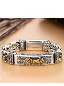 1pc Men's Vajra Bracelet, Hip Hop Style - Silver - View 1