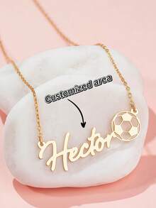 1pc Personalized Stainless Steel Name Necklace, Football Pendant, Jersey Number Necklace, Sports Jewelry Gift, Football Player Gift, Mother's Day Gift, Family Birthday Gift, Christmas Gift, Valentine's Day Gift, Rose Gold Fashionable Autumn Style, Retro Style, Neutral Style, Minimalist Style, Leisure Style, Style, Gothic Style, Punk Style. Customized - Multicolor - View 1