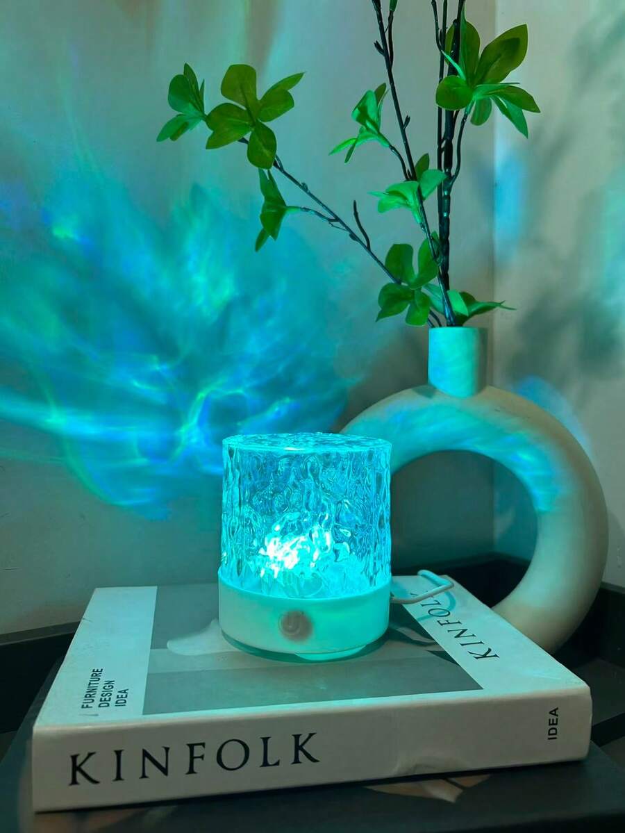 1个水波纹LED氛围灯,触摸/遥控,USB供电LED投影灯,16种颜色可选,适用于卧室、客厅、办公室和派对装饰,是节日和生日的完美礼物,也是卧室装饰的理想之选。 - 彩色 - 查看 1