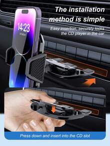 车载CD槽手机支架 – 自动锁定，360°旋转，无需钻孔，防滑设计，适用于4.0-6.7英寸手机，通用兼容及所有智能手机等型号，车载仪表盘配件 - 手機支架 - 查看 6