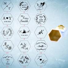 Personalized Laser Engraved Double Slot Acrylic Top Ring Box, Velvet Ring Box, Custom Hexagonal Ring Box, Luxury Ring Box, Engagement Ring Box, Antique Ring Box, Proposal Ring Box - Multicolor - View 16