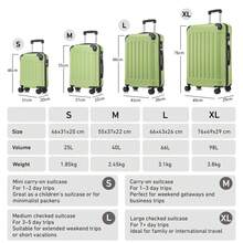 YONSLY 4-Piece Wheeled Suitcase Set With 360° Wheels, Combination Lock, Robust Double Zipper, Mesh Pocket, Soft Rubber Handle, 16/20/24/28 Inch Trolley Suitcase, Hard Shell Carry-On Luggage Set (4-Piece Set, S, M, L & XL) - 果綠 - 查看 2
