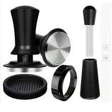 Coffee Tamper With Dosing Funnel, Adjustable Stainless Steel & Aluminum Alloy Coffee Tamper Set With Measurement Scale - Black - View 11