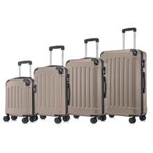 YONSLY 4-Piece Wheeled Suitcase Set With 360° Wheels, Combination Lock, Robust Double Zipper, Mesh Pocket, Soft Rubber Handle, 16/20/24/28 Inch Trolley Suitcase, Hard Shell Carry-On Luggage Set (4-Piece Set, S, M, L & XL) - 香檳色 - 查看 8